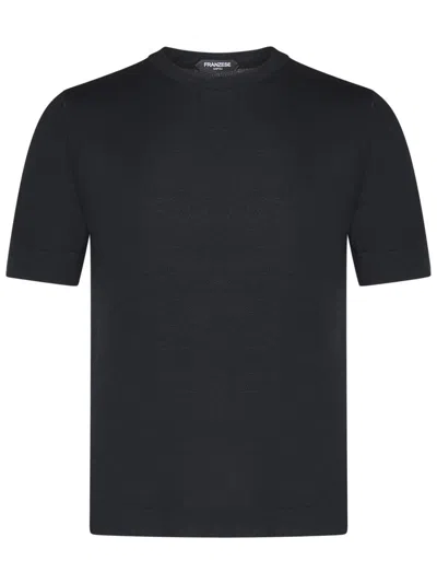 Franzese Collection Black Silk And Cashmere T-shirt