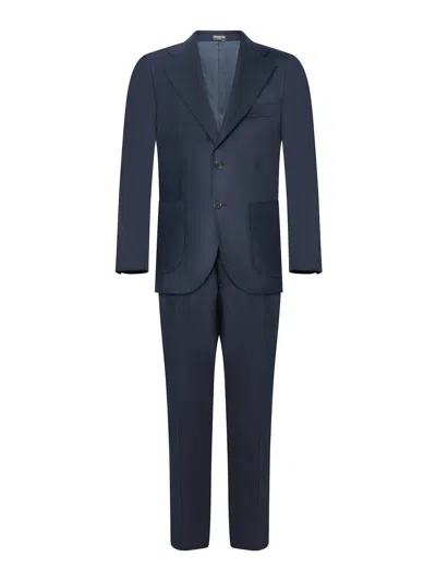 Franzese Collection Single-breasted Rolls-royce Style Suit In Blue