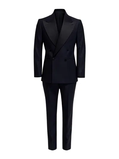 Franzese Collection Double-breasted Pioneer Tuxedo Suit In Black