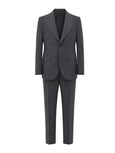Franzese Collection Pinstripe-pattern Single-breasted Suit In Gray