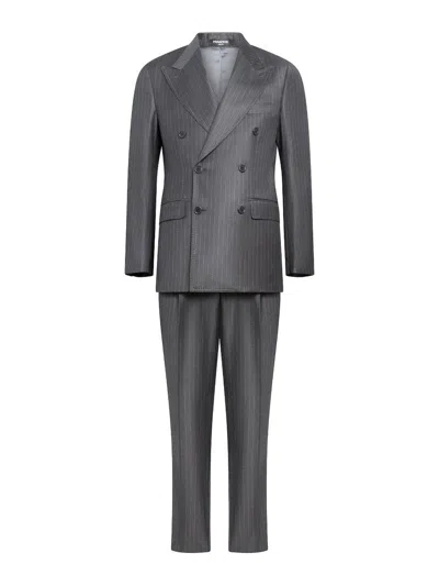 Franzese Collection Dark Grey Pinstriped Ing Loro Australis Suit In Gray