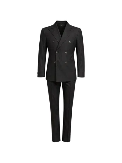 Franzese Collection Brad Pitt Pinstriped Double-breasted Suit In Black