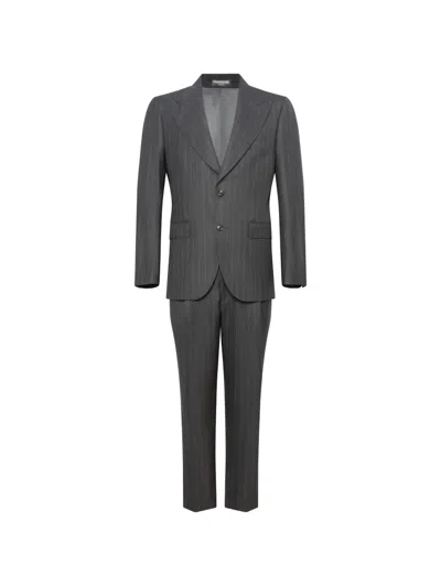 Franzese Collection Bugatti Pinstriped Suit In Gray
