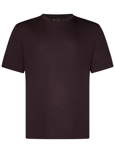 Franzese Collection Burgundy Wool Crew Neck T-shirt With Texture