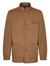 Franzese Collection Button Collar Jacket In Brown