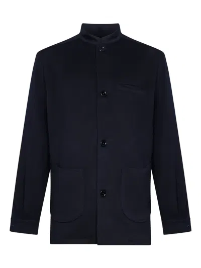 Franzese Collection Button Collared Jacket In Blue