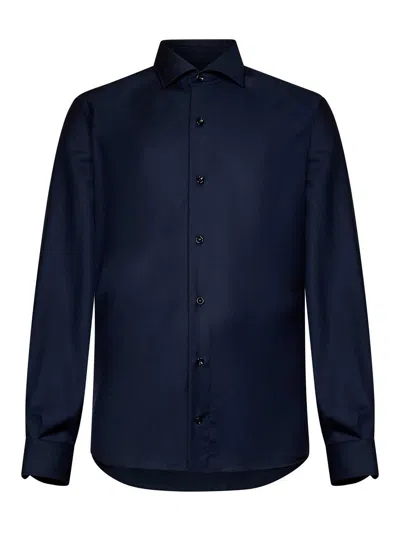 Franzese Collection Blue Ing Loro Piana &amp C Fabric Shirt