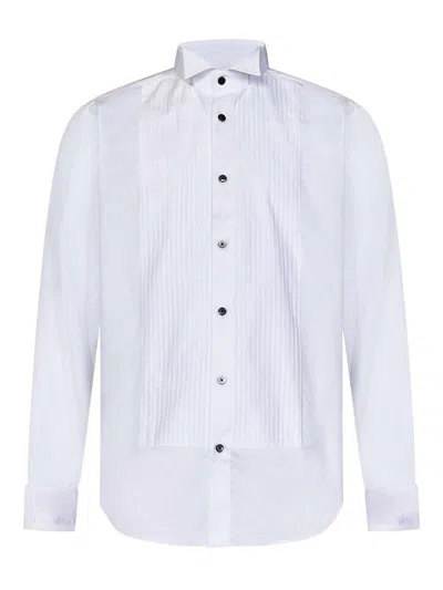 Franzese Collection Natural Twill Tuxedo Shirt In White