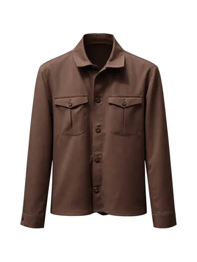 Franzese Collection Chest-pockets Button-down Jacket In Brown