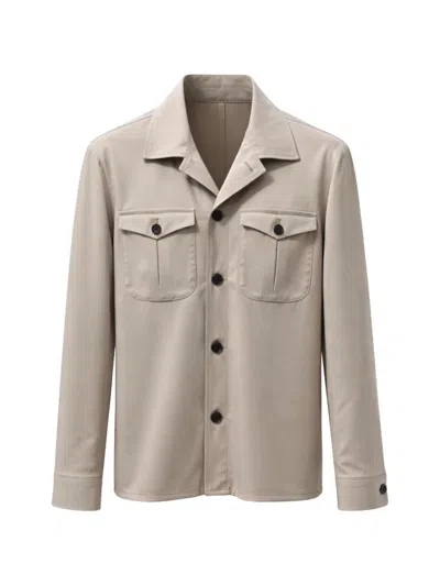 Franzese Collection Chest-pockets Button-down Jacket In Neutral