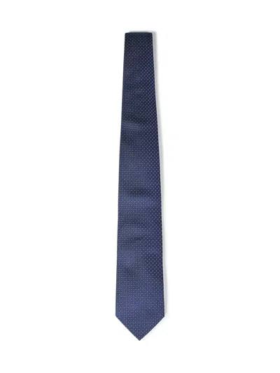 Franzese Collection Classic Blue Jacquard Silk Tie In Gray