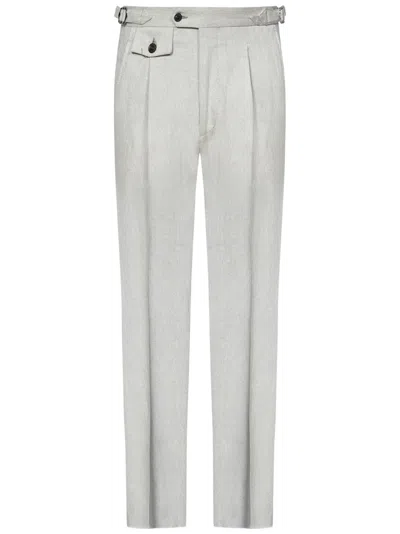 FRANZESE COLLECTION FRANZESE COLLECTION CREAM AUSTRALIS SUPER 150S MERINO WOOL TROUSERS