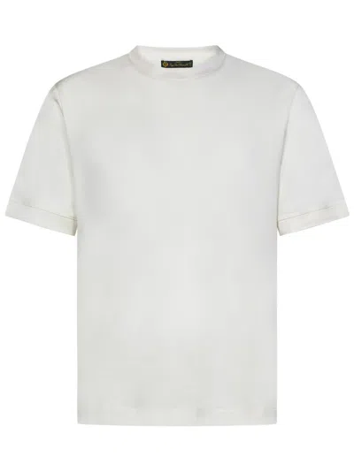 Franzese Collection Crew Neck T-shirt In Soft Wool With Design In White