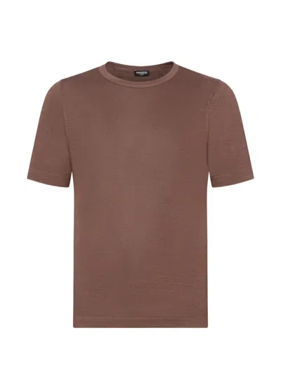 Franzese Collection Crew-neck Short-sleeves T-shirt In Brown