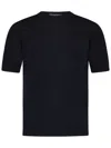 Franzese Collection Crewneck T-shirt In Superfine Merino Wool Blend In Black
