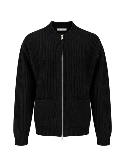Franzese Collection David Beckham Ribbed-knit Cardigan In Black