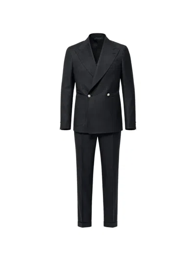 Franzese Collection Dior Double-breasted Suit In Blue