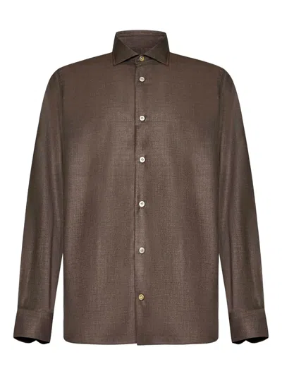 Franzese Collection Donald Trump Pointed-collar Buttoned Shirt In Brown