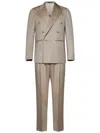 Franzese Collection Double-breasted Beige Suit With Herringbone Pattern In Brown