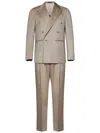 Franzese Collection Double-breasted Beige Suit With Herringbone Pattern In Brown