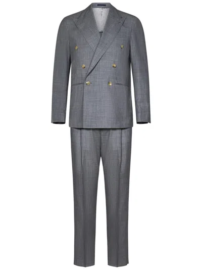 FRANZESE COLLECTION FRANZESE COLLECTION DOUBLE-BREASTED GREY SUIT