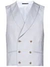 Franzese Collection Double-breasted Tailored Waistcoat In Grey Vitale Barberis Canonico Fabric In Gray