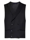 Franzese Collection Double-breasted Waistcoat In Black Vitale Barberis Canonico Fabric In Black