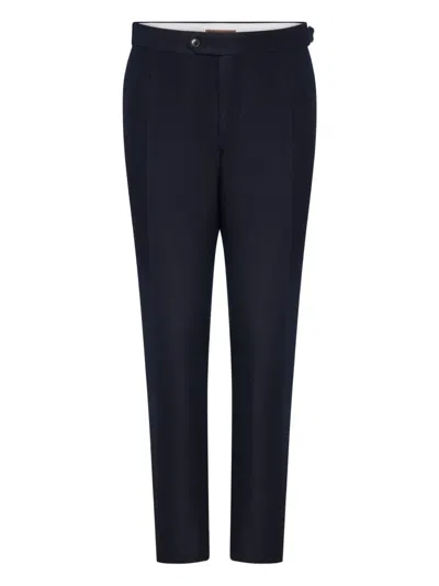 Franzese Collection Double-waistband Dart Trousers In Blue
