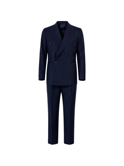 Franzese Collection Double-breasted Beckham Suit In Blue