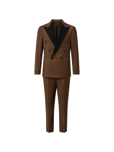 Franzese Collection Double-breasted Suit In Brown