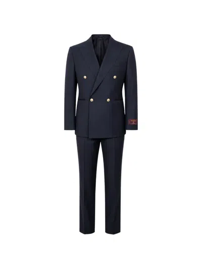 Franzese Collection Double-breasted Wool Suit In Blue