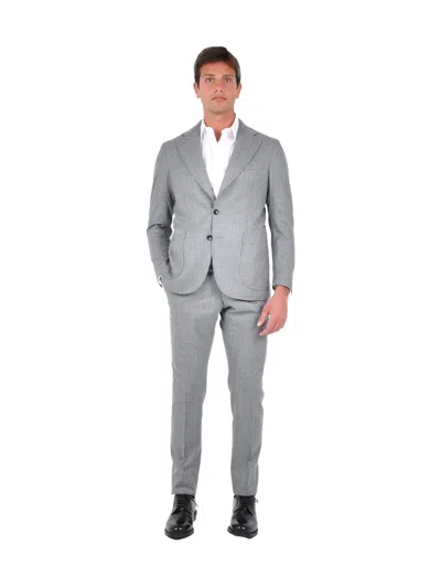 Franzese Collection Pinstripe Buttoned Suit In Gray