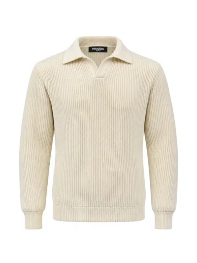 Franzese Collection English Polo-collar Sweater In Neutral