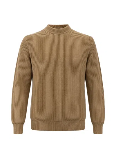 Franzese Collection English Rib-knit Sweater In Neutral
