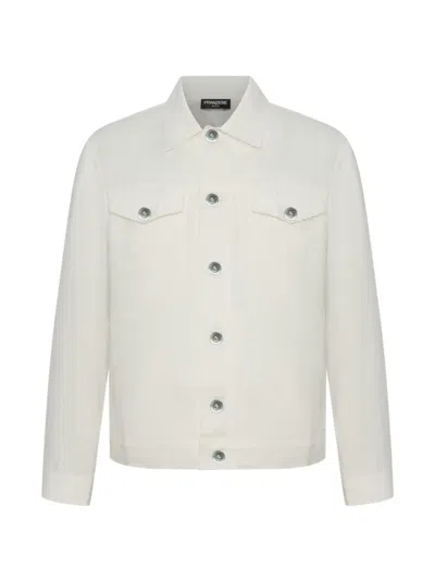 Franzese Collection Flap-pocket Linen Shirt Jacket In White