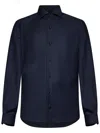 Franzese Collection Pronta Sartoria Long-sleeve Blue Shirt In Loro Piana Fabric In Blue