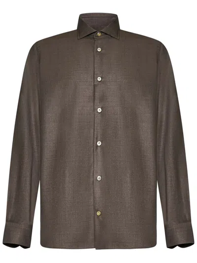 Franzese Collection Franzese Napoli Donald Trump Model Shirt In Brown