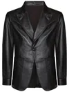 Franzese Collection Kangaroo Leather Single-breasted Blazer In Black