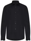 Franzese Collection Tailored Black Shirt With Mother-of-pearl Buttons In Black