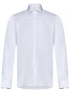 Franzese Collection Tailored Black Shirt With Mother-of-pearl Buttons In White