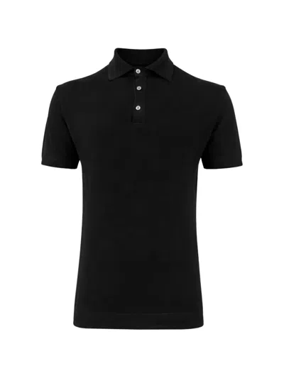 Franzese Collection Gossip Ribbed-trim Polo Shirt In Black