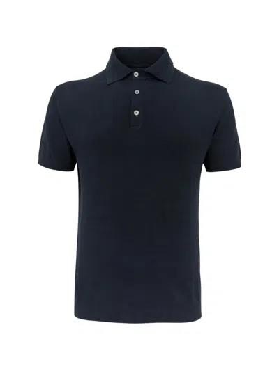 Franzese Collection Gossip Ribbed-trim Polo Shirt In Blue