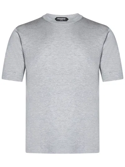 Franzese Collection Granite-textured Silk And Cashmere T-shirt In White