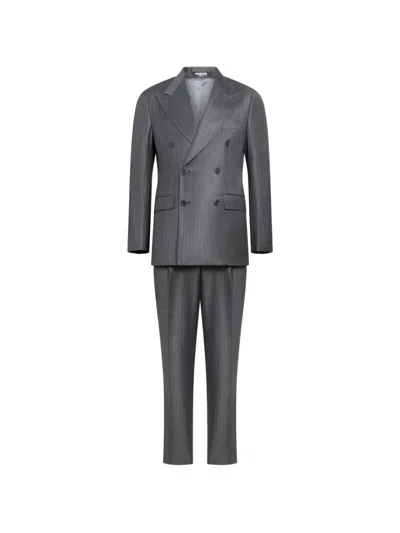 Franzese Collection 핀스트라이프 더블 브레스티드 수트 In Gray