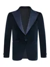 Franzese Collection Peak-lapels Velvet Blazer In Blue