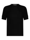 Franzese Collection Crewneck T-shirt In Superfine Merino Wool Blend In Black