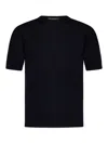 Franzese Collection Crewneck T-shirt In Superfine Merino Wool Blend In Black