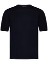 Franzese Collection Crewneck T-shirt In Superfine Merino Wool Blend In Blue