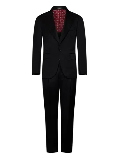 Franzese Collection James Bond Pinstripe Peak-lapel Suit In Black