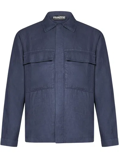 Franzese Collection Linen Shirt In Blue
